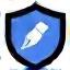 Icon representing a magnifying glass over a shield.