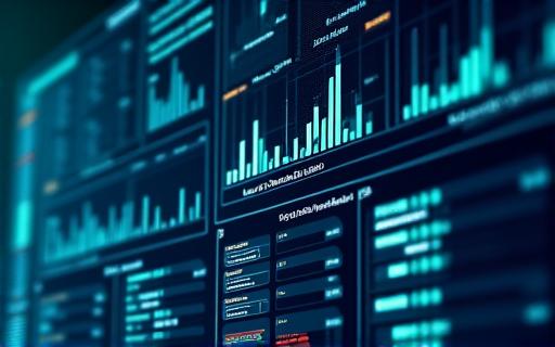 A dashboard with data charts showing real-time security monitoring.